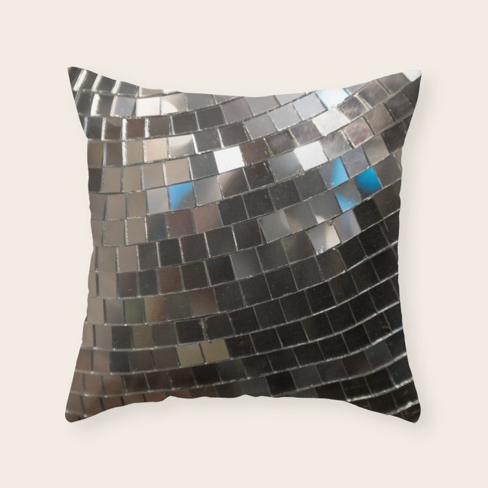 Silver Retro Disco Ball  Throw Pillow Gallery Image 1