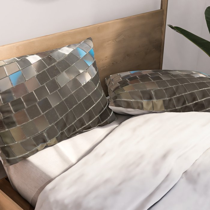 Silver Retro Disco Ball  Pillow Sham Gallery Image 2