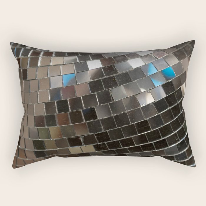 Silver Retro Disco Ball  Rectangular Pillow Gallery Image 1