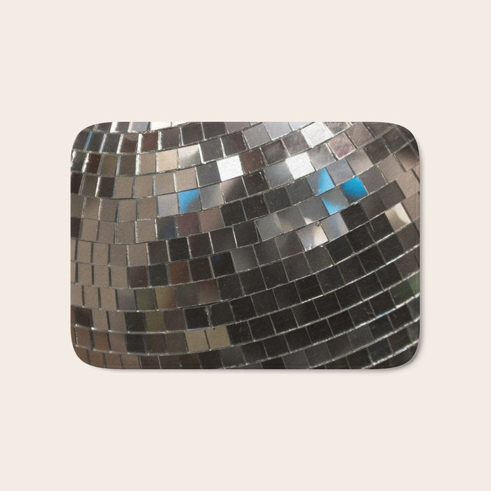 Silver Retro Disco Ball  Bath Mat Gallery Image 1