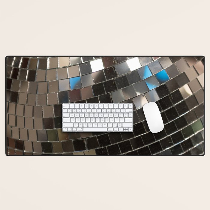 Silver Retro Disco Ball  Desk Mat Gallery Image 1