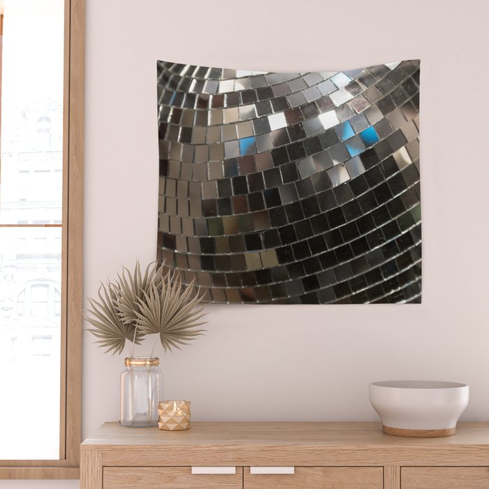 Silver Retro Disco Ball  Wall Tapestry Gallery Image 2