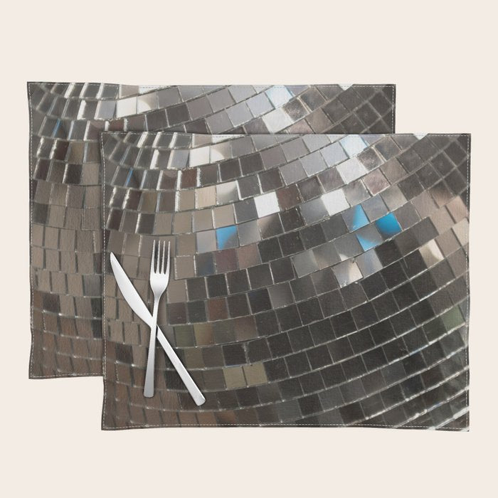 Silver Retro Disco Ball  Placemat Gallery Image 1