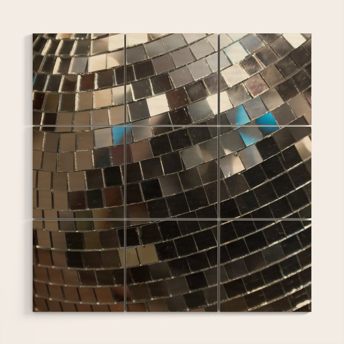 Silver Retro Disco Ball  Wood Wall Art Gallery Image 1