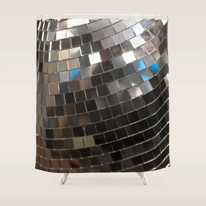 Silver Retro Disco Ball  Shower Curtain Gallery Image 1
