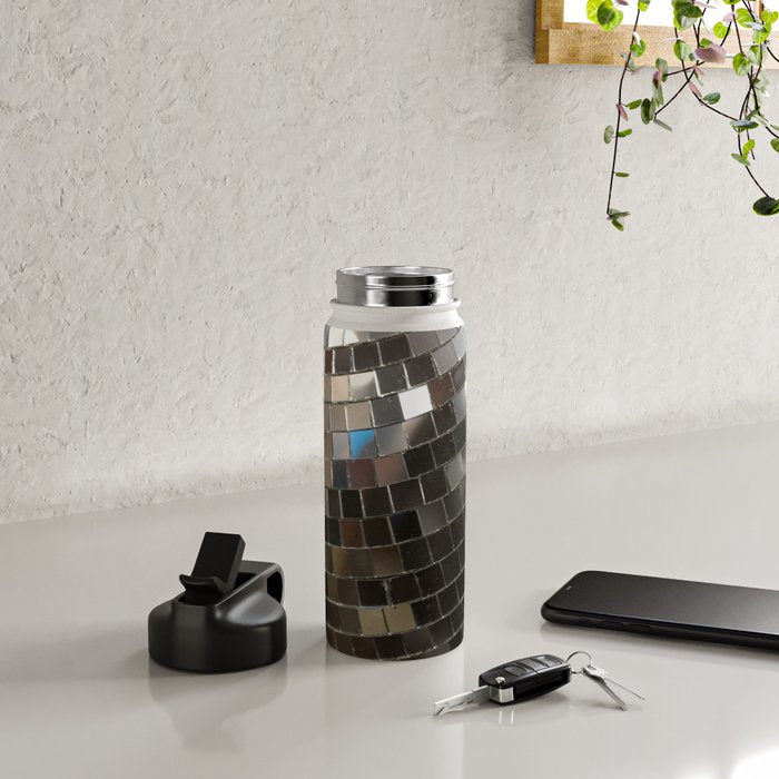 Silver Retro Disco Ball  Water Bottle Gallery Image 4
