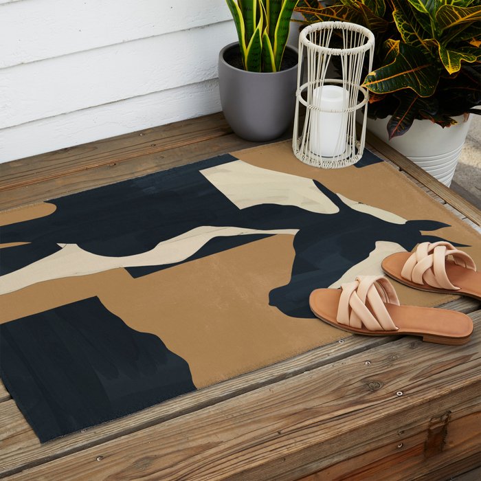 Abstract Minimal Horse 6 Outdoor Rug Gallery Image 2