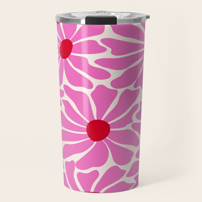 Big Groovy Flower - Pink and Red Travel Mug Gallery Image 1