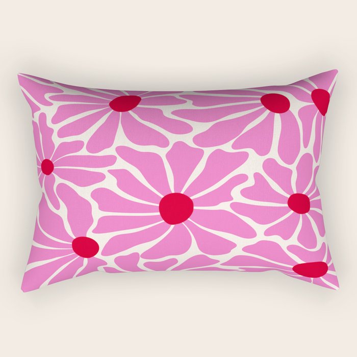 Big Groovy Flower - Pink and Red Rectangular Pillow Gallery Image 2