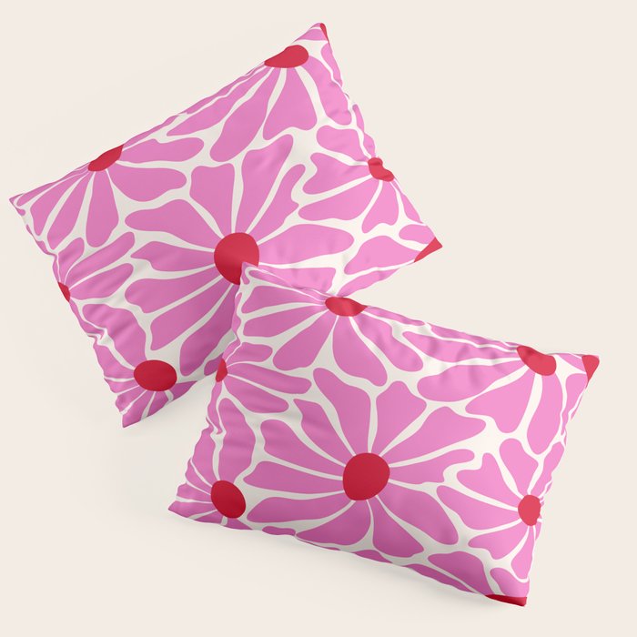 Big Groovy Flower - Pink and Red Pillow Sham Gallery Image 1