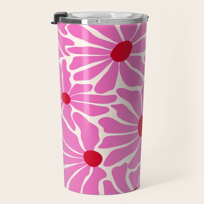 Big Groovy Flower - Pink and Red Travel Mug Gallery Image 3