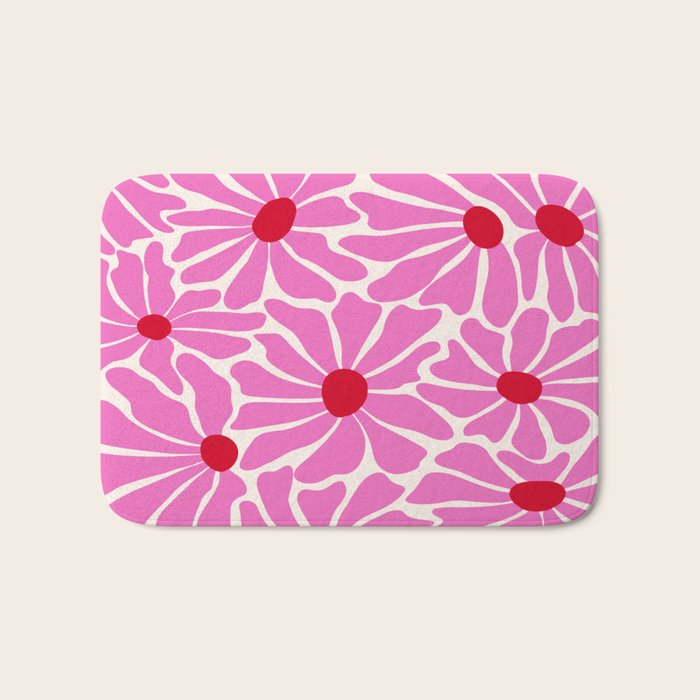Big Groovy Flower - Pink and Red Bath Mat Gallery Image 1