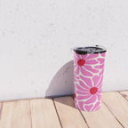 Big Groovy Flower - Pink and Red Travel Mug Gallery Image 4