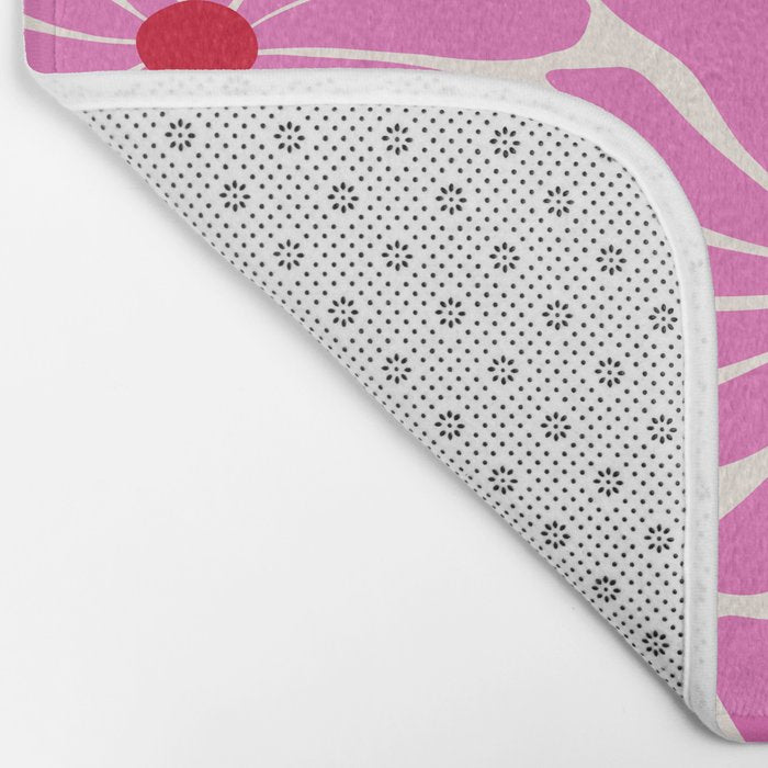 Big Groovy Flower - Pink and Red Bath Mat Gallery Image 2