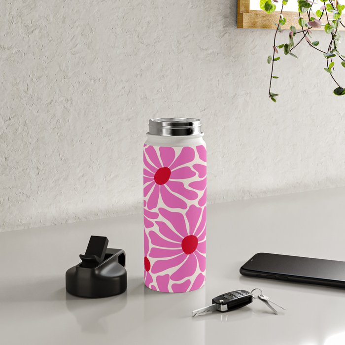 Big Groovy Flower - Pink and Red Water Bottle Gallery Image 4