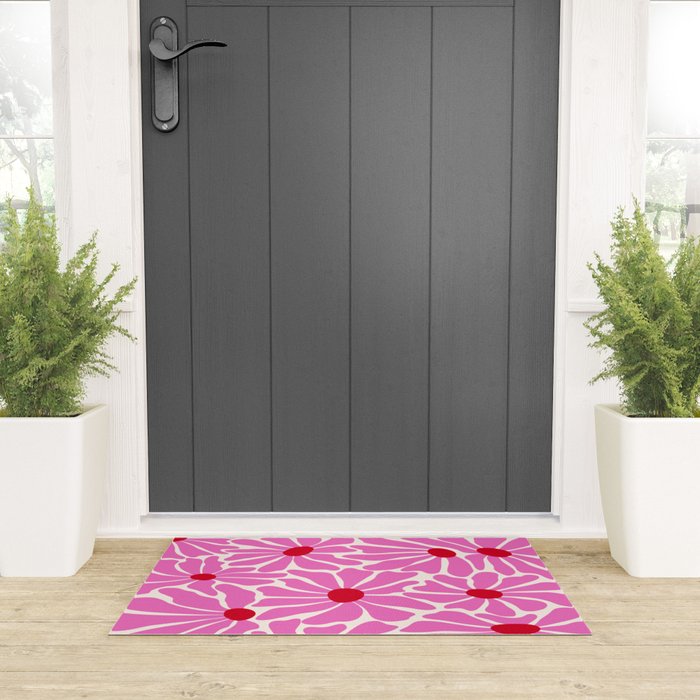 Big Groovy Flower - Pink and Red Welcome Mat Gallery Image 3