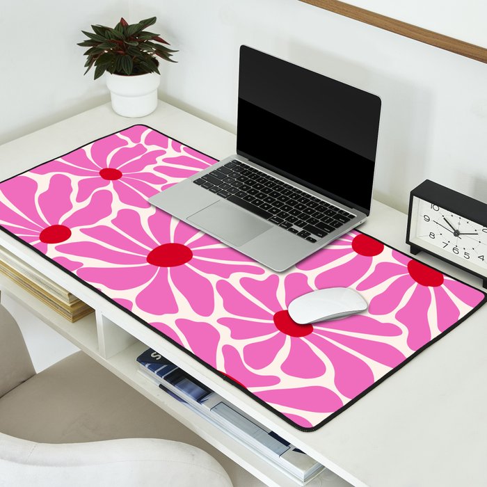 Big Groovy Flower - Pink and Red Desk Mat Gallery Image 2