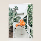 Flamingo Beach House, Wildlife Architecture Jungle Photography, Eclectic Birds Digital Art Stationery Card Gallery Image 2
