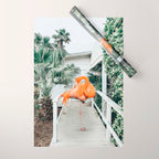Flamingo Beach House, Wildlife Architecture Jungle Photography, Eclectic Birds Digital Art Wrapping Paper Gallery Image 1
