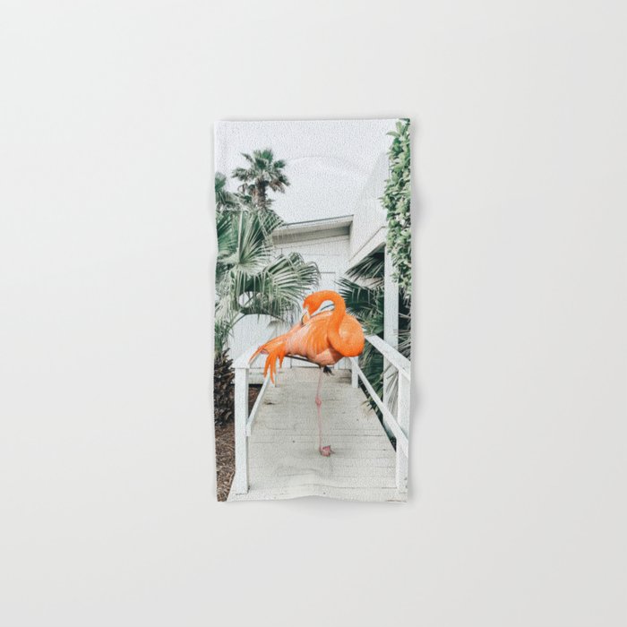 Flamingo Beach House, Wildlife Architecture Jungle Photography, Eclectic Birds Digital Art Towels Gallery Image 1