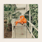Flamingo Beach House, Wildlife Architecture Jungle Photography, Eclectic Birds Digital Art Wood Wall Art Gallery Image 1