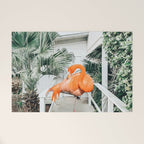 Flamingo Beach House, Wildlife Architecture Jungle Photography, Eclectic Birds Digital Art Welcome Mat Gallery Image 1