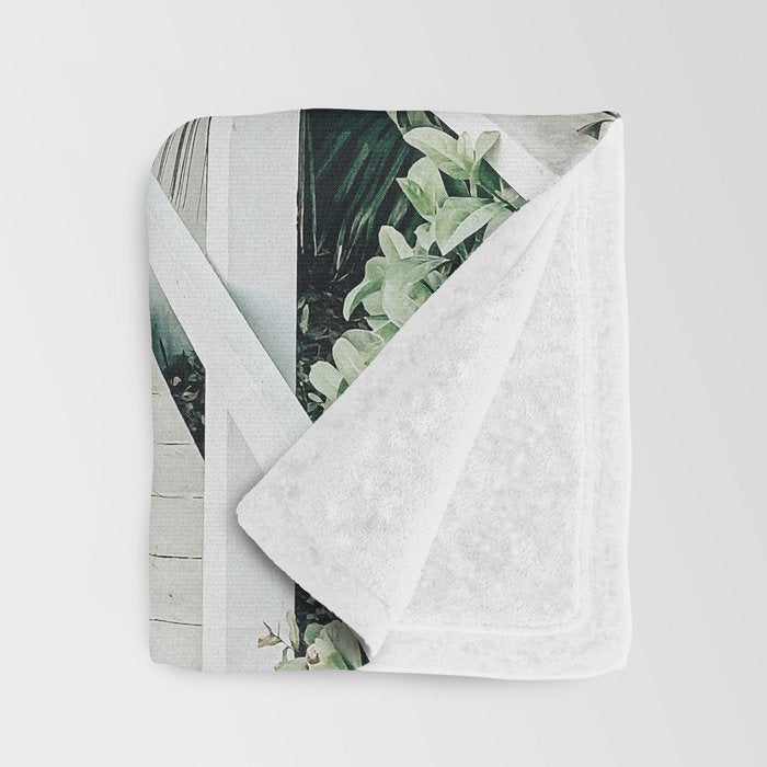 Flamingo Beach House, Wildlife Architecture Jungle Photography, Eclectic Birds Digital Art Throw Blanket Gallery Image 3