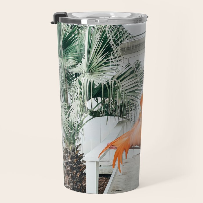 Flamingo Beach House, Wildlife Architecture Jungle Photography, Eclectic Birds Digital Art Travel Mug Gallery Image 3