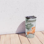 Flamingo Beach House, Wildlife Architecture Jungle Photography, Eclectic Birds Digital Art Travel Mug Gallery Image 4