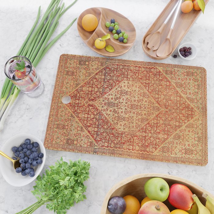 Sehna Saronim Kurdish Northwest Persian Rug Print Cutting Board Gallery Image 2