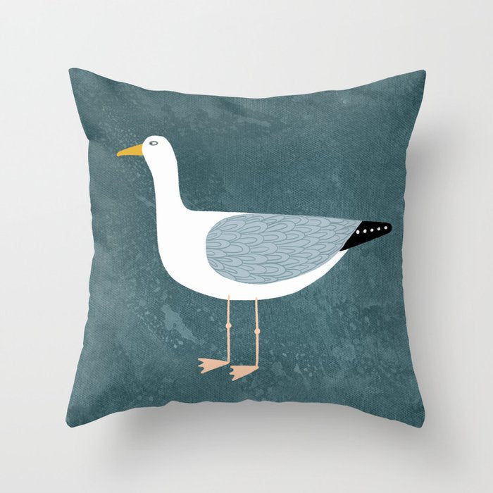 Seagull Standing Throw Pillow Gallery Image 1