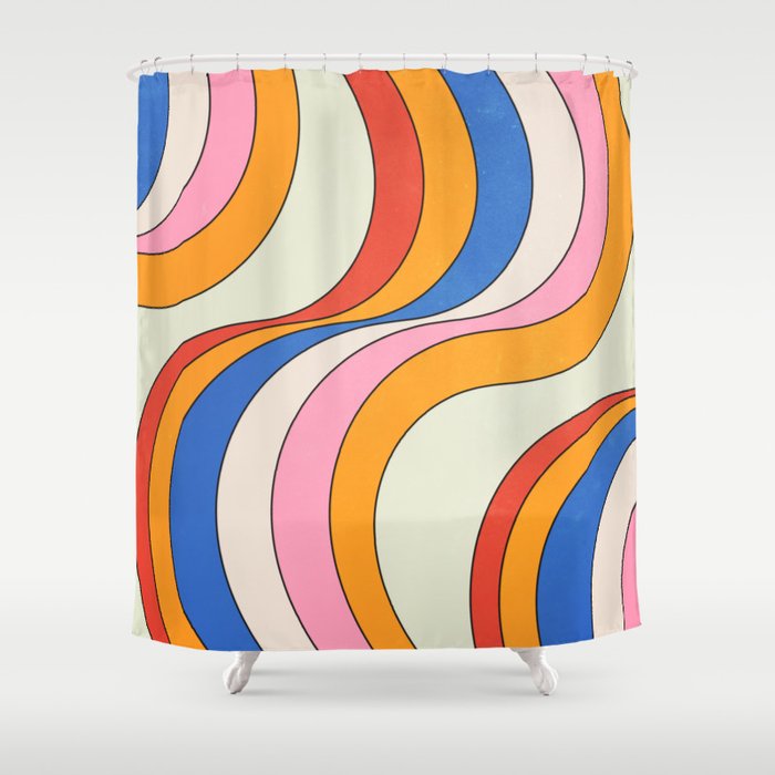Retro Waves Shower Curtain Gallery Image 1