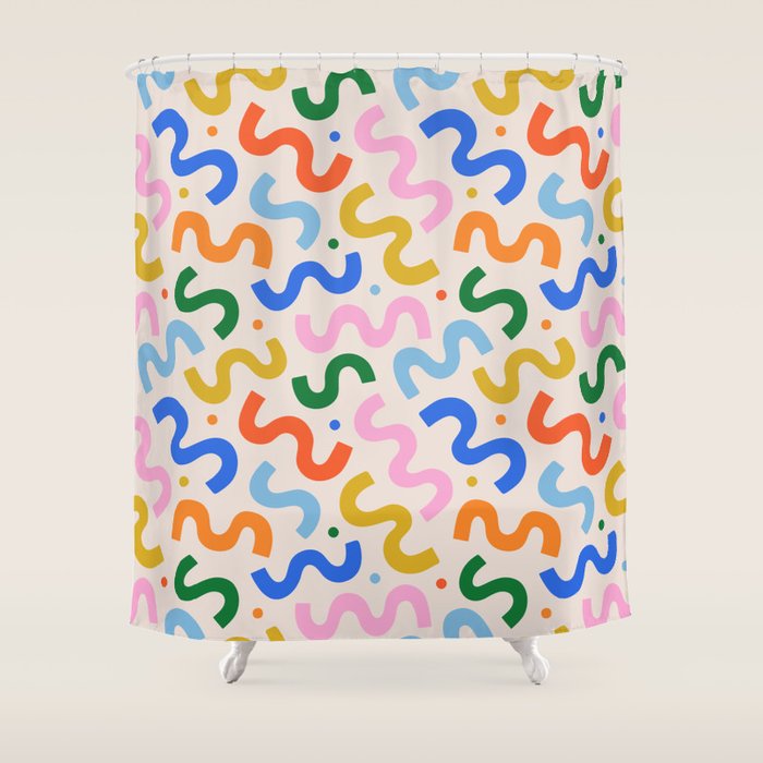 Fun colorful abstract organic shape art pattern Shower Curtain Gallery Image 1