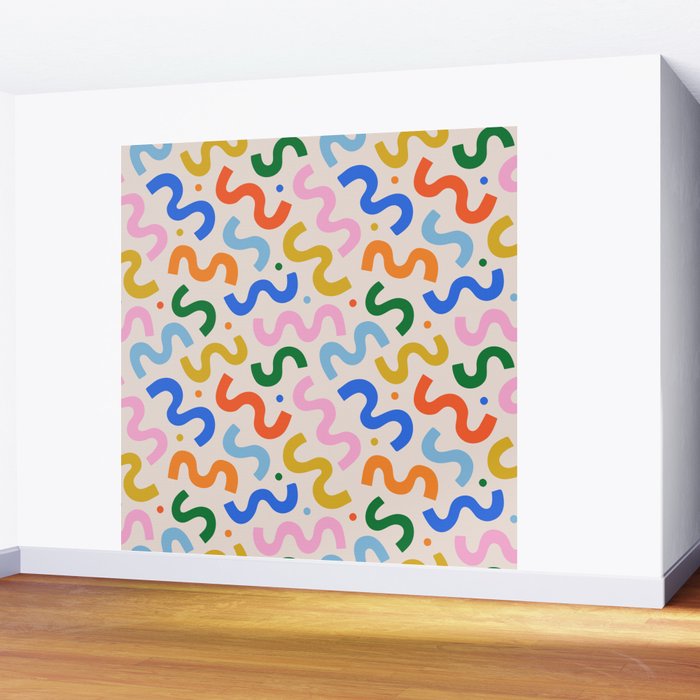 Fun colorful abstract organic shape art pattern Wall Mural Gallery Image 2