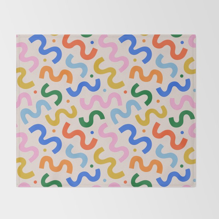 Fun colorful abstract organic shape art pattern Throw Blanket Gallery Image 2