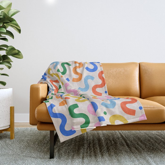 Fun colorful abstract organic shape art pattern Throw Blanket Gallery Image 1