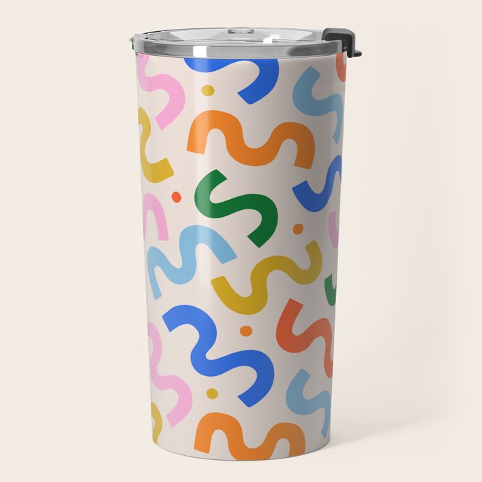 Fun colorful abstract organic shape art pattern Travel Mug Gallery Image 2