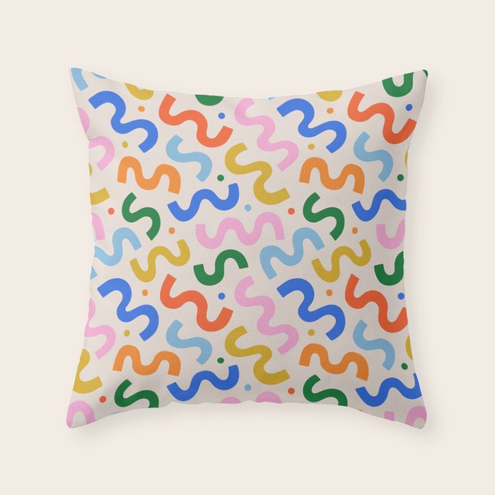 Fun colorful abstract organic shape art pattern Throw Pillow Gallery Image 1