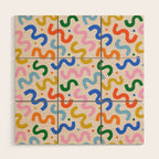 Fun colorful abstract organic shape art pattern Wood Wall Art Gallery Image 1