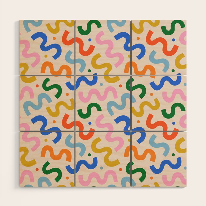 Fun colorful abstract organic shape art pattern Wood Wall Art Gallery Image 1