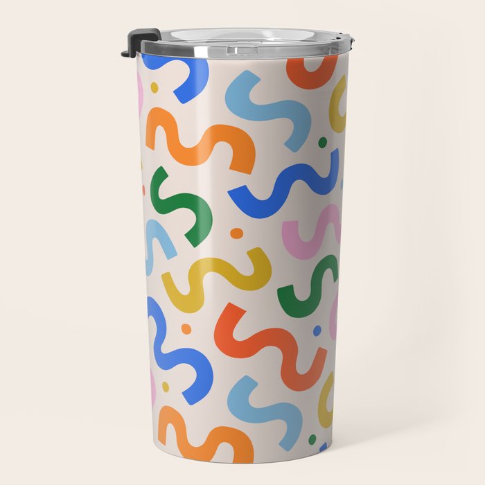 Fun colorful abstract organic shape art pattern Travel Mug Gallery Image 3