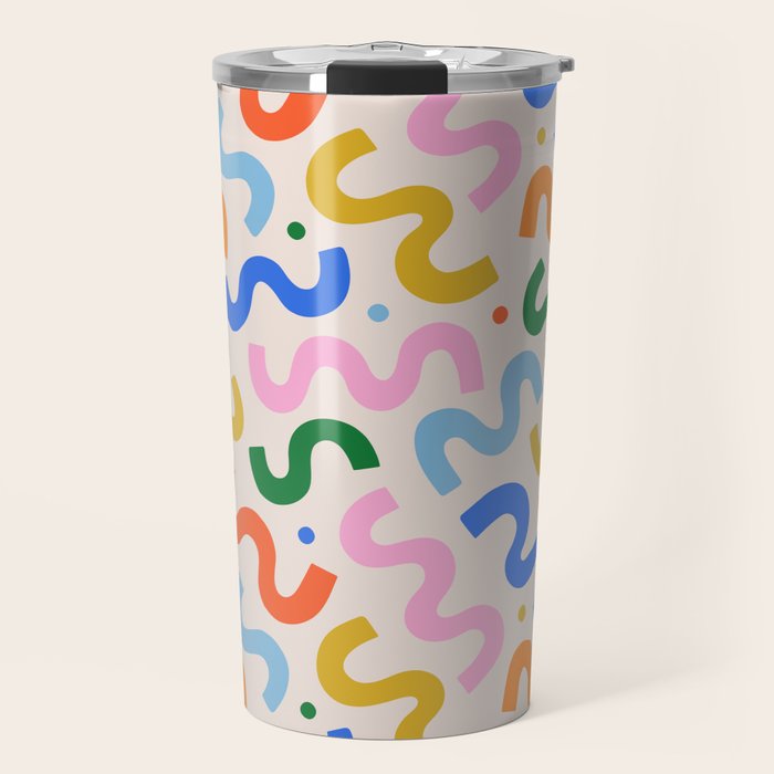 Fun colorful abstract organic shape art pattern Travel Mug Gallery Image 1