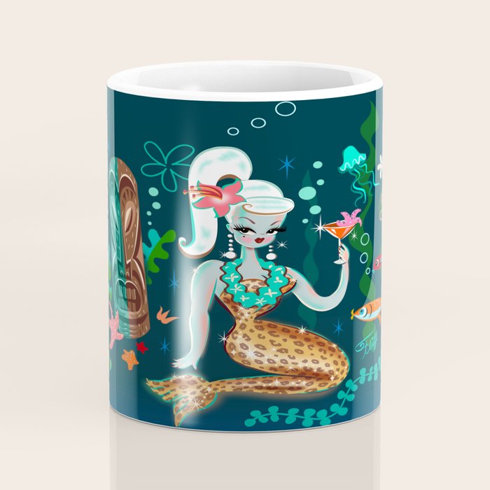 Blonde Leopard Martini Mermaid Coffee Mug Gallery Image 4