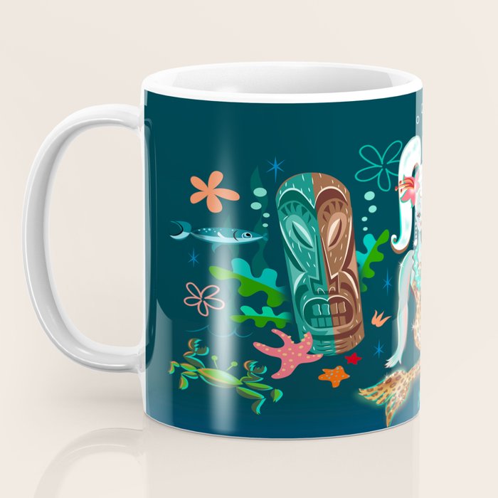 Blonde Leopard Martini Mermaid Coffee Mug Gallery Image 3
