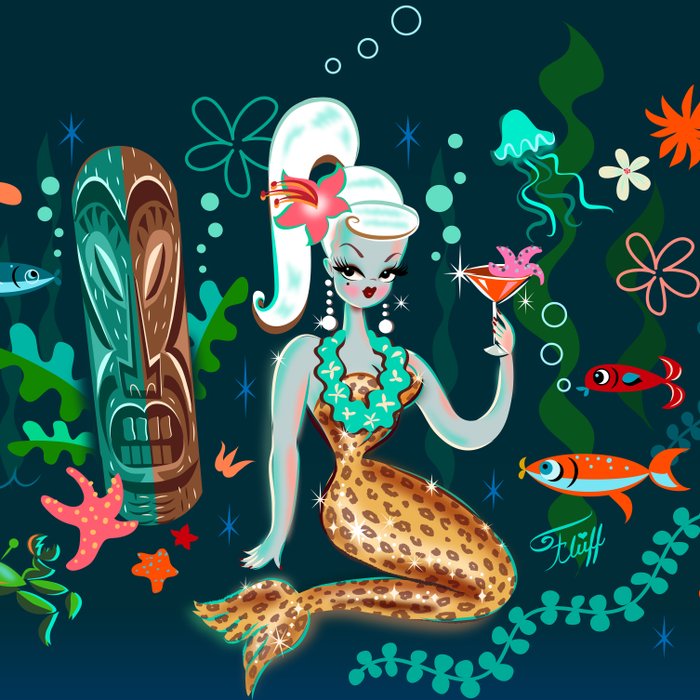 Blonde Leopard Martini Mermaid Coffee Mug Gallery Image 2