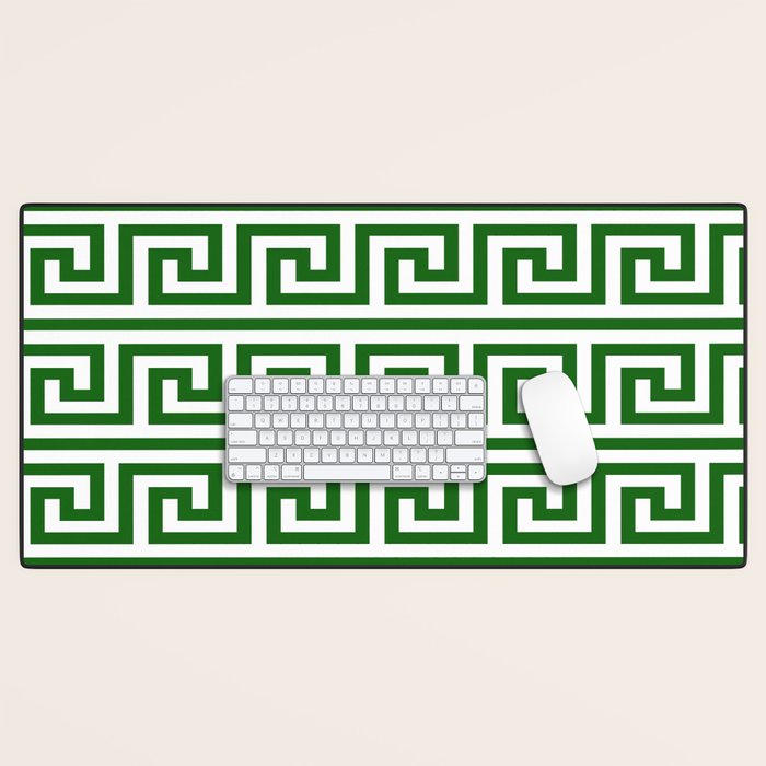 Dark Emerald Greek Key Desk Mat Gallery Image 1