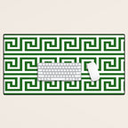 Dark Emerald Greek Key Desk Mat Gallery Image 1
