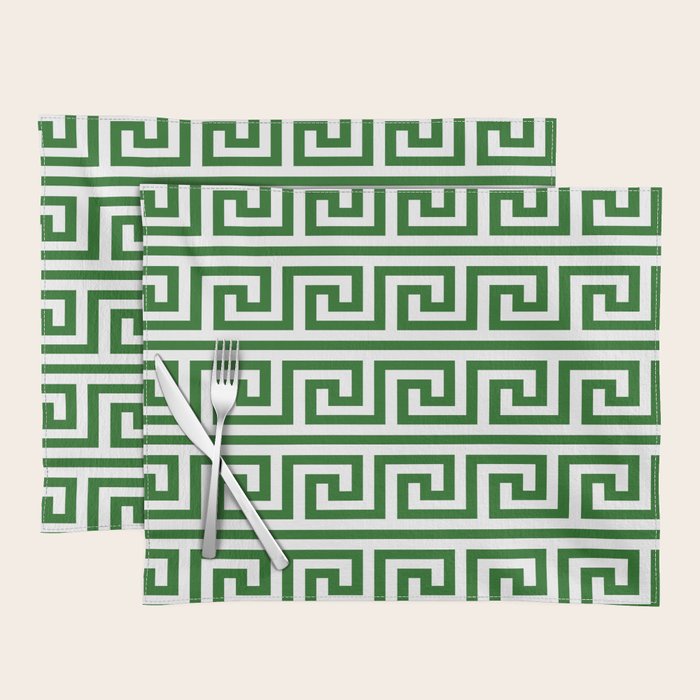 Dark Emerald Greek Key Placemat Gallery Image 1