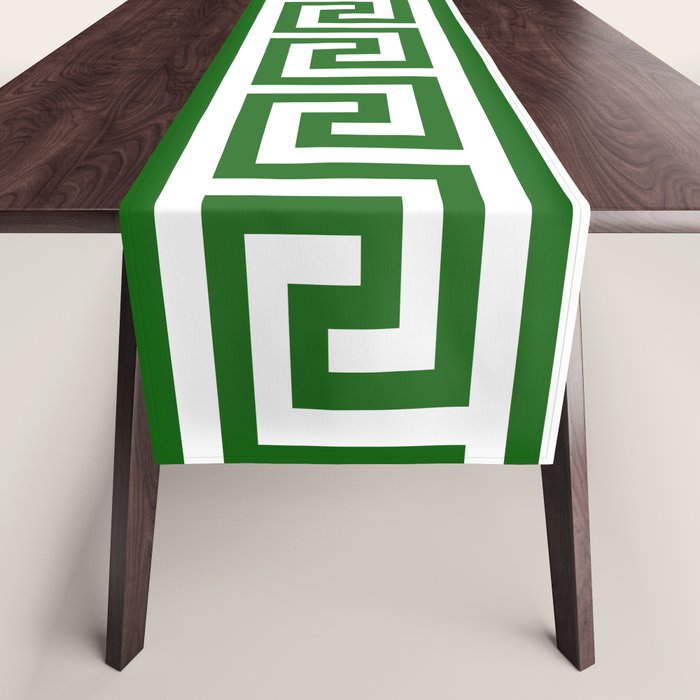 Dark Emerald Greek Key Table Runner Gallery Image 1