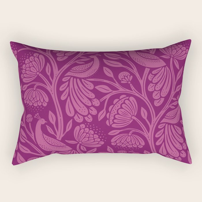 Peacock Dreams - berry Rectangular Pillow Gallery Image 1